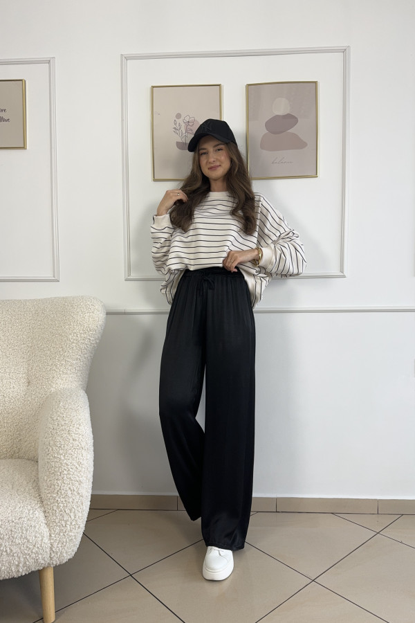 Spodnie wide leg 100% wiskoza czarne DUO