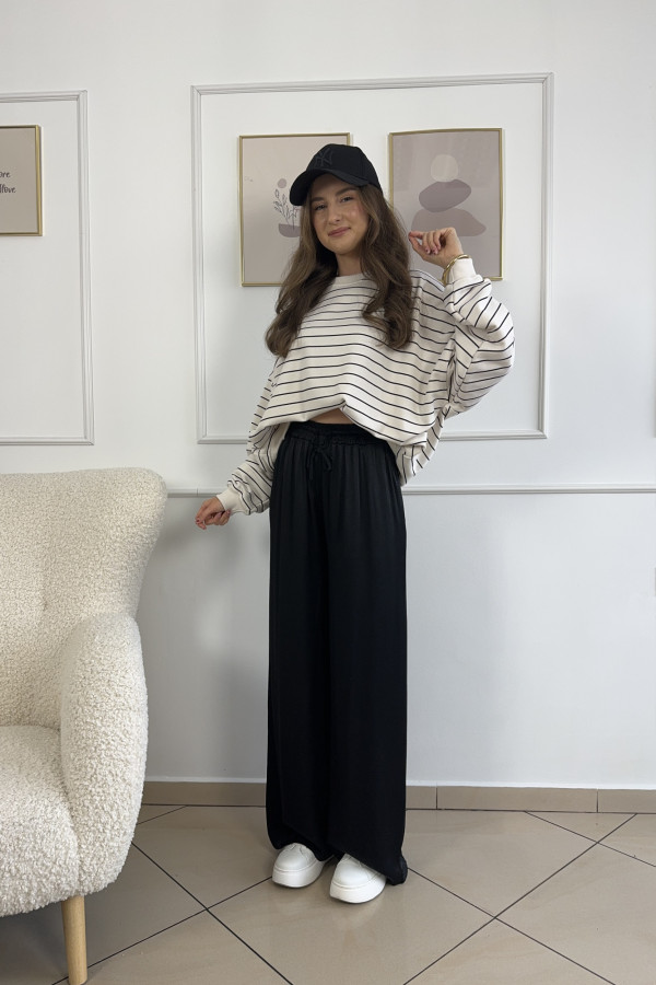 Spodnie wide leg 100% wiskoza czarne DUO 1