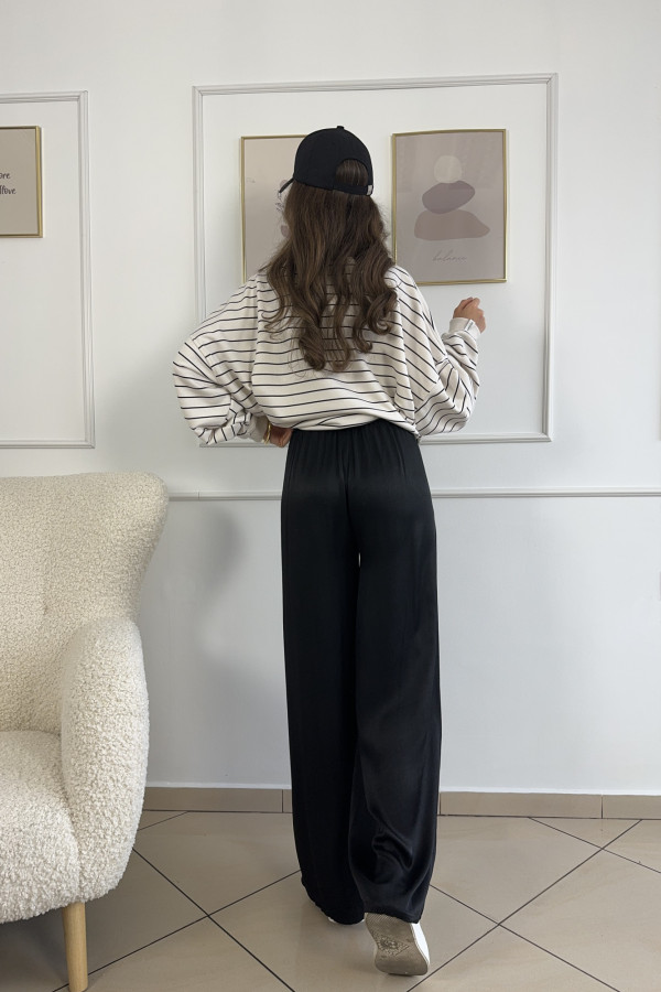 Spodnie wide leg 100% wiskoza czarne DUO 2