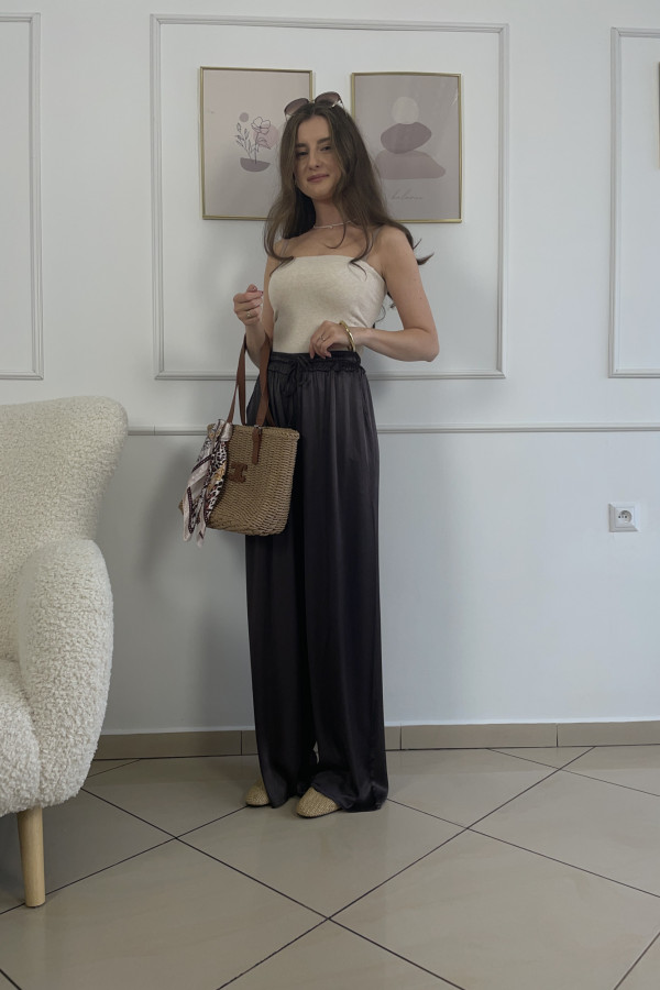 Spodnie wide leg 100% wiskoza czekoladowe DUO 2