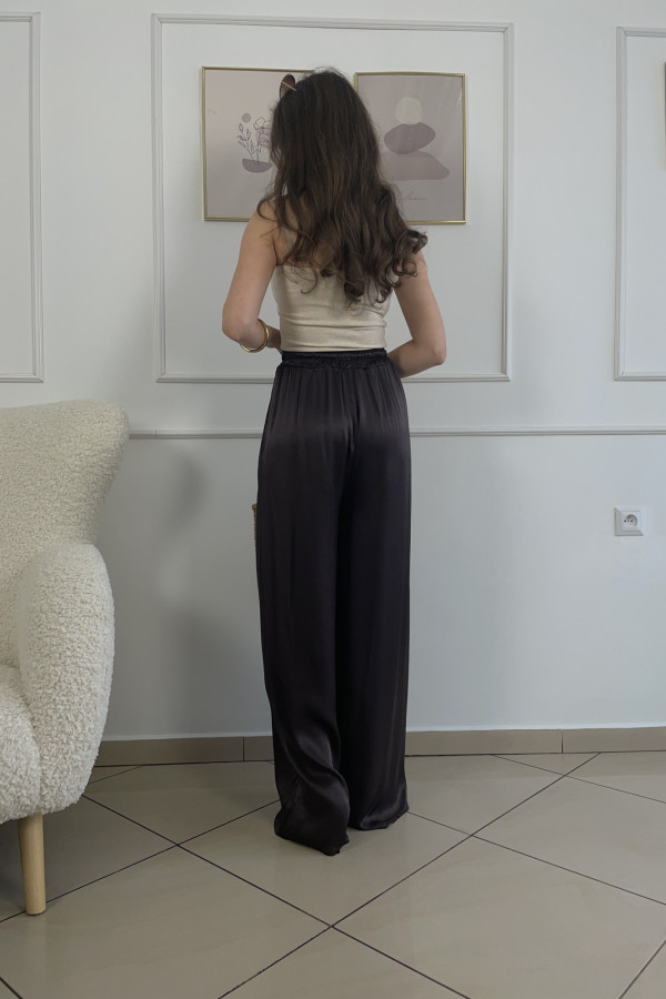 Spodnie wide leg 100% wiskoza czekoladowe DUO 3