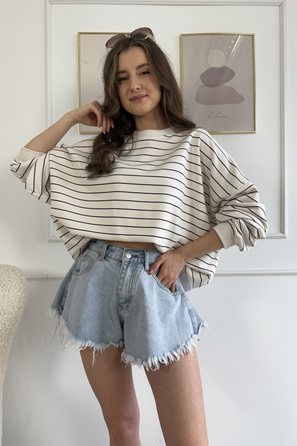 Bluza oversize w czekoladowe paski VOGUE 3