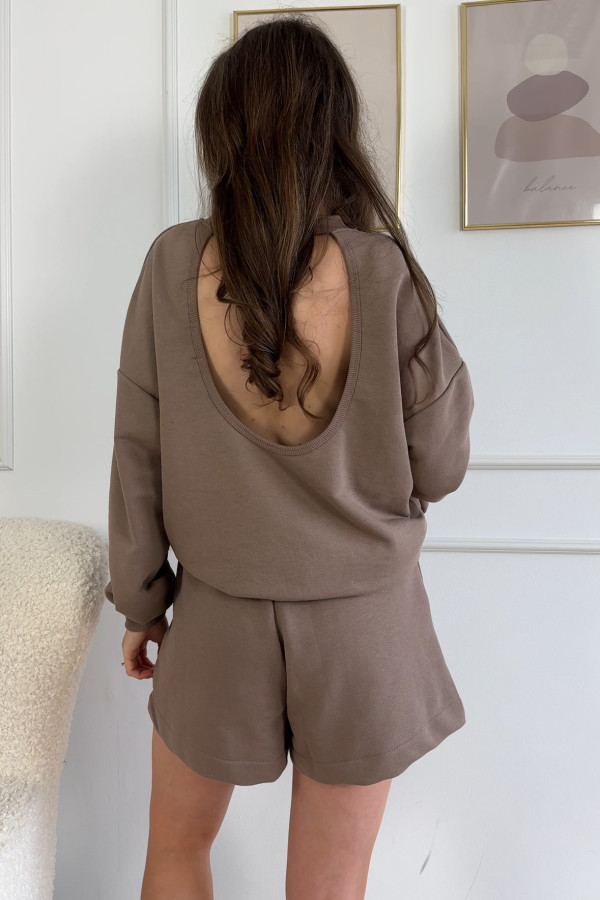 Komplet bawełniany bluza + szorty mocca RUBY 4