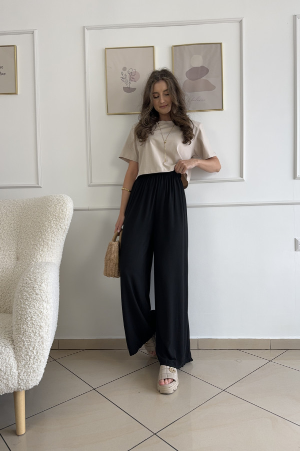 Spodnie wide leg 100% wiskoza czarne MURPHY