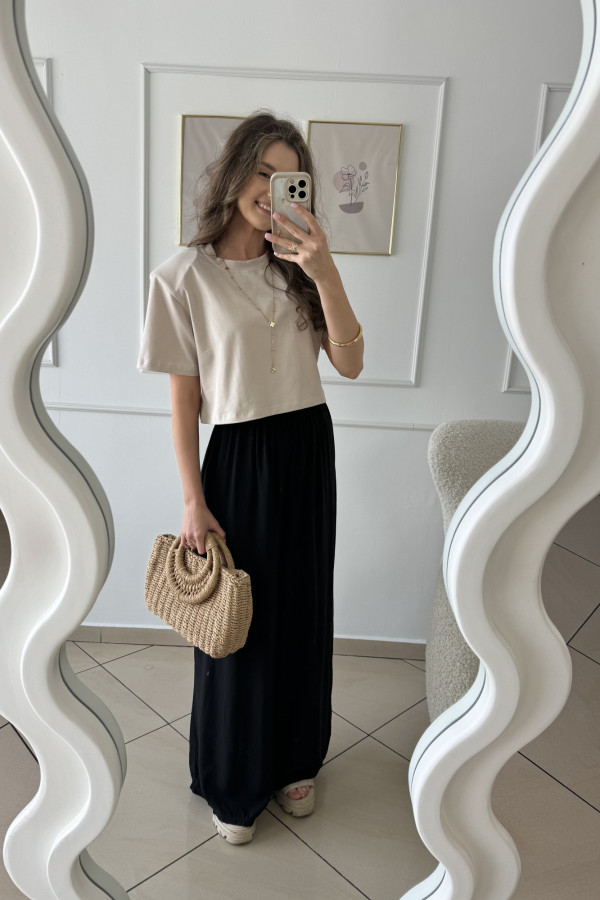 Spodnie wide leg 100% wiskoza czarne MURPHY 2