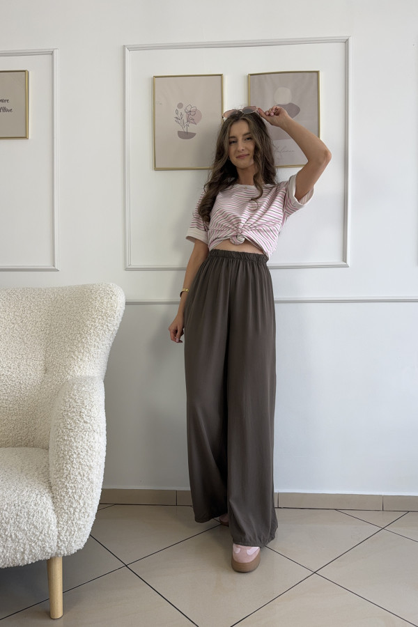 Spodnie wide leg 100% wiskoza czekoladowe MURPHY 1