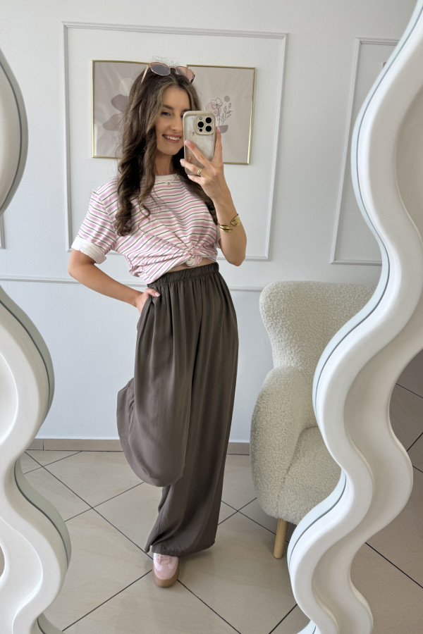 Spodnie wide leg 100% wiskoza czekoladowe MURPHY 2