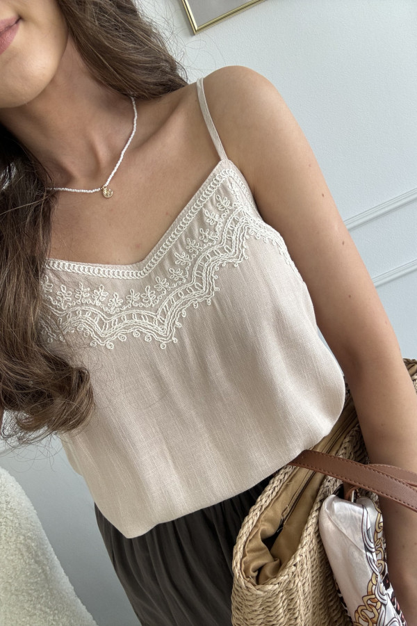 Top na ramiączkach beżowy CHIC