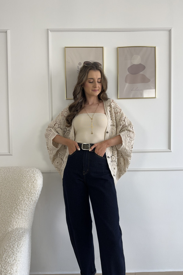 Narzutka ażurowa beżowa 100% bawełna DONNA 4
