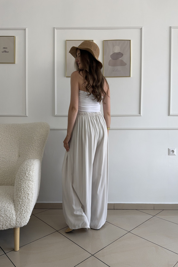 Spodnie wide leg wiskoza i tencel beżowe CARO 3