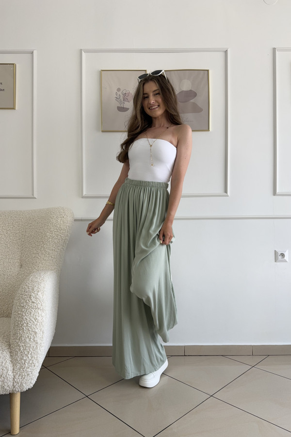 Spodnie wide leg wiskoza i tencel matcha CARO 1