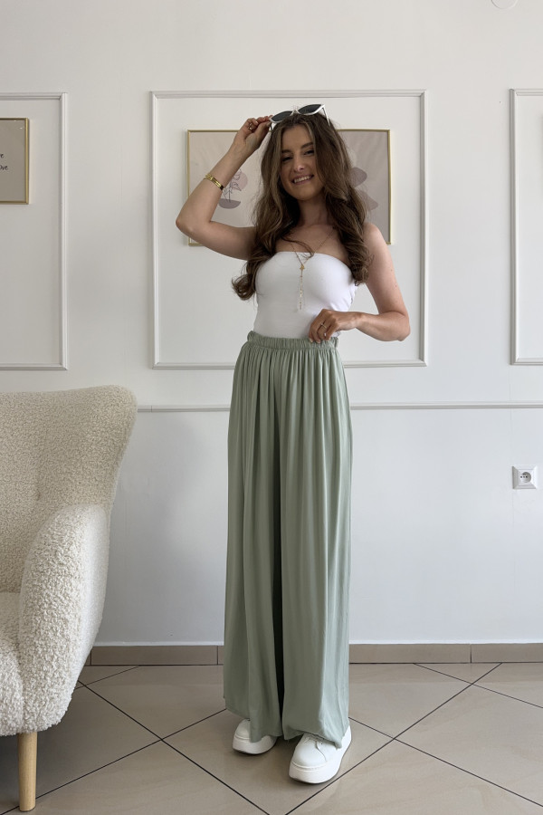 Spodnie wide leg wiskoza i tencel matcha CARO 2
