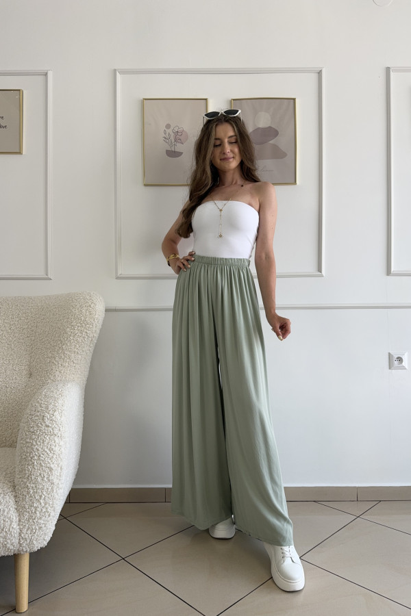 Spodnie wide leg wiskoza i tencel matcha CARO 3