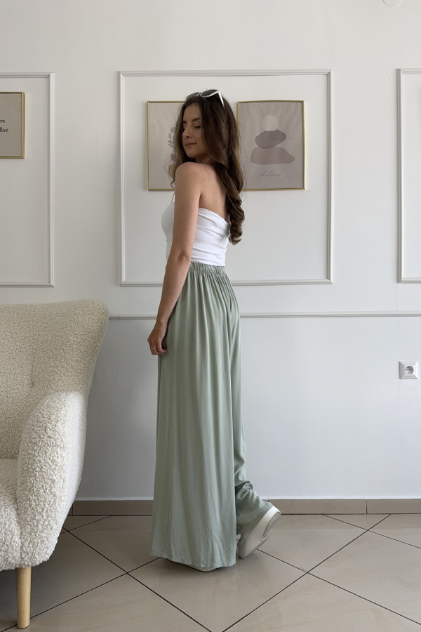 Spodnie wide leg wiskoza i tencel matcha CARO 4