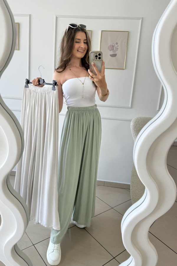Spodnie wide leg wiskoza i tencel matcha CARO 5