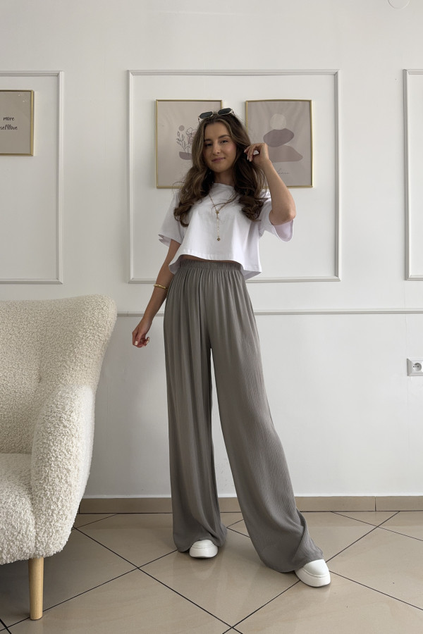 Spodnie wide leg karbowane 100% wiskoza fango MISHA 2