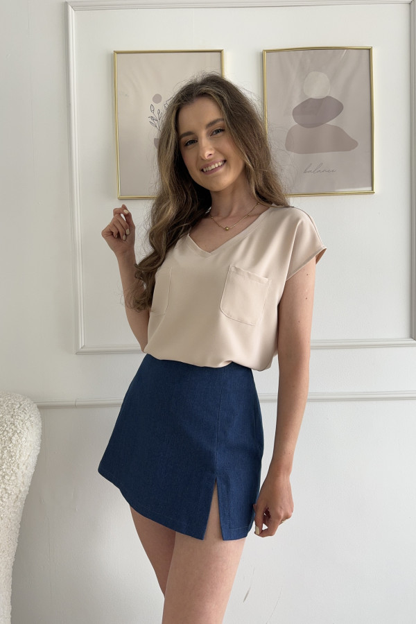 Bluzka o luźnym kroju beżowa CLASSY