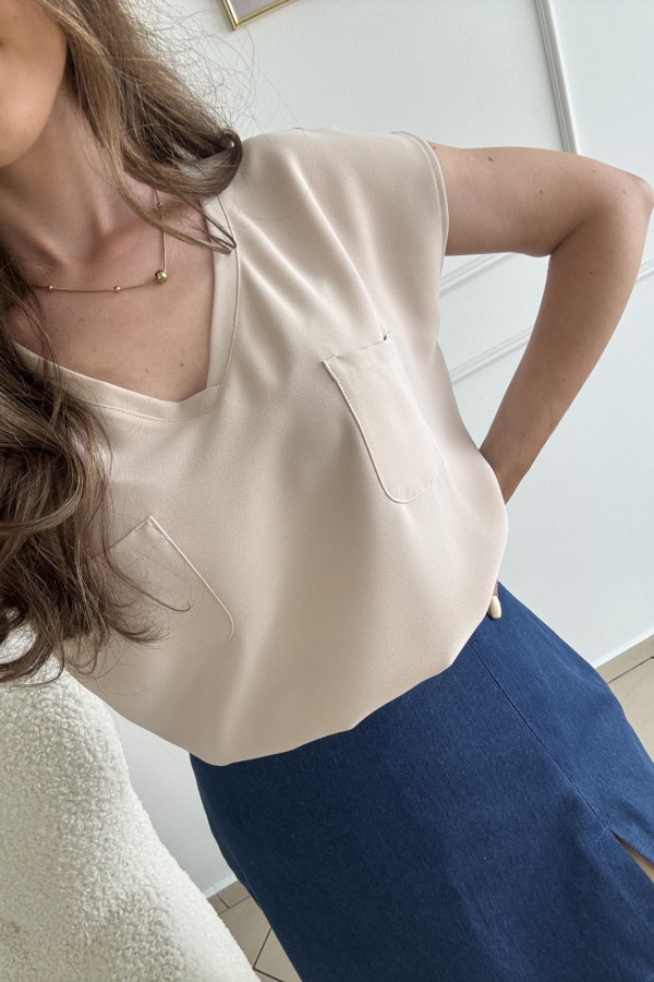 Bluzka o luźnym kroju beżowa CLASSY 1
