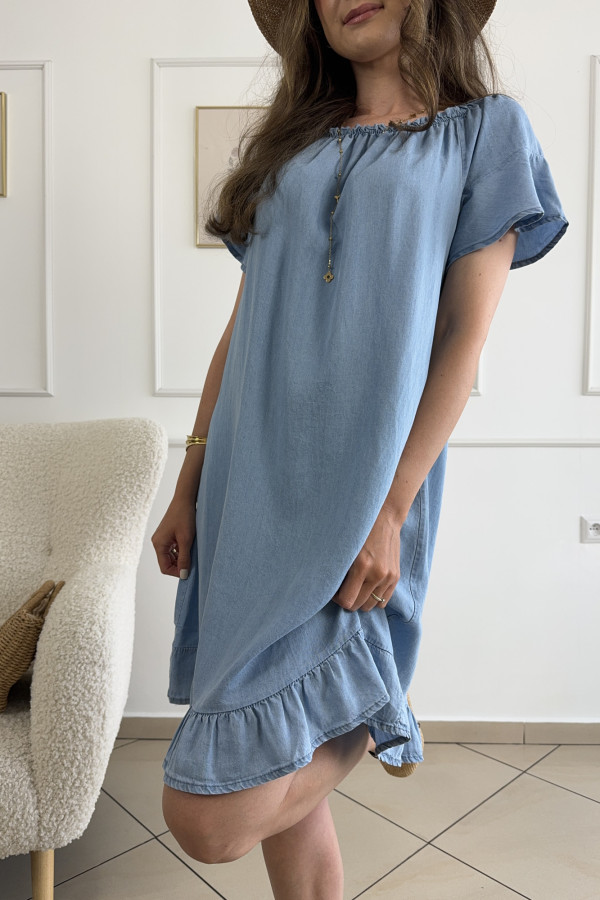 Sukienka o luźnym 100% tencel jasnoniebieskie GENIA 3