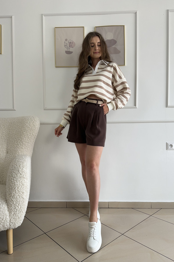 Bluza z kołnierzykiem czekoladowe paski SARA 4