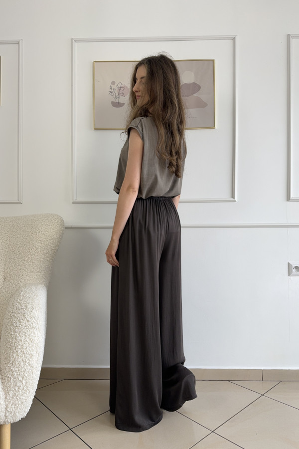 Spodnie wide leg 100% wiskoza czekolada CAPRI 1