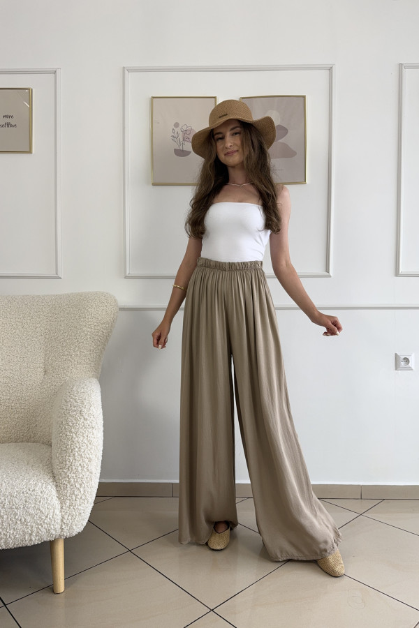 Spodnie wide leg 100% wiskoza karmelowe CAPRI 2