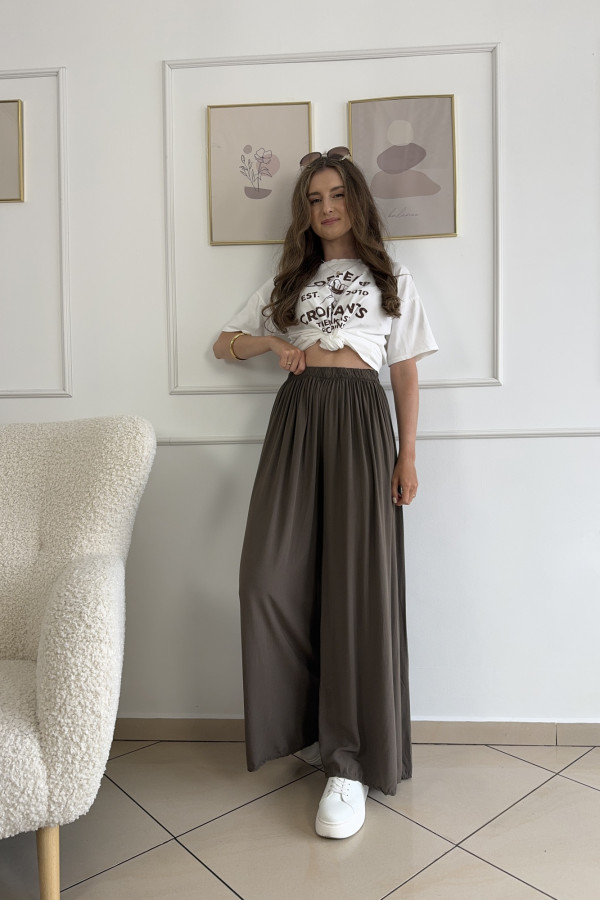 Spodnie wide leg bez kieszeni czekoladowe MURPHY II 2