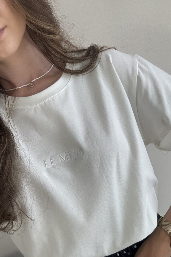 T-shirt bawełniany śmietankowy LeMua 2
