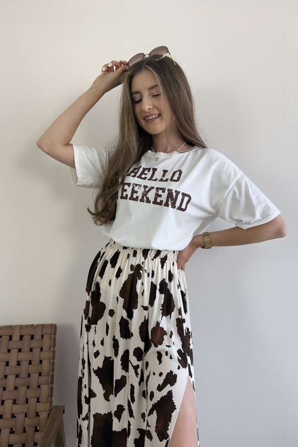 T-shirt z napisem 100% bawełna HELLO WEEKEND 1