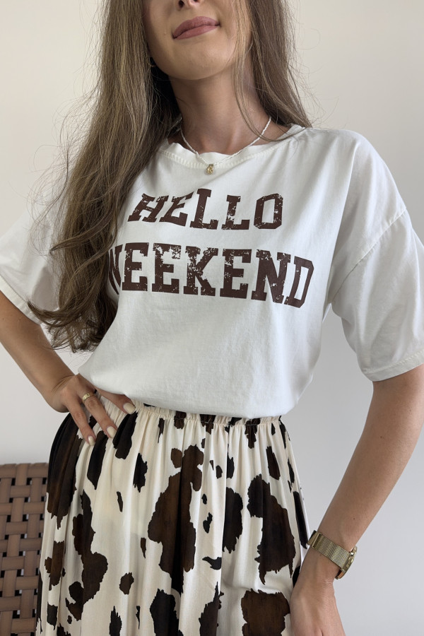 T-shirt z napisem 100% bawełna HELLO WEEKEND 3