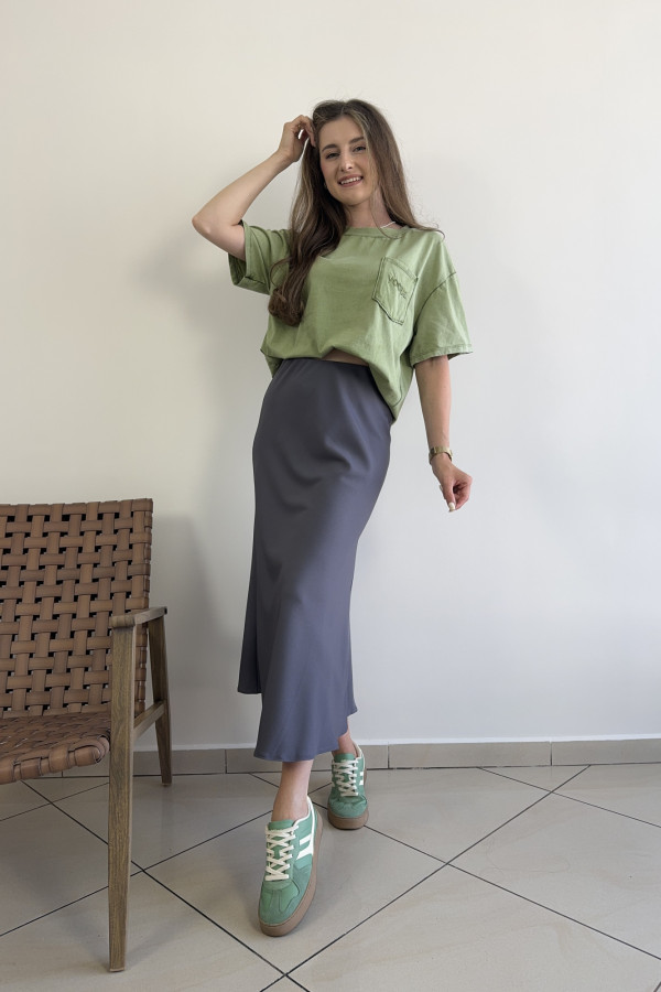 T-shirt z efektem spranego materiału limonkowy VOGUE 2