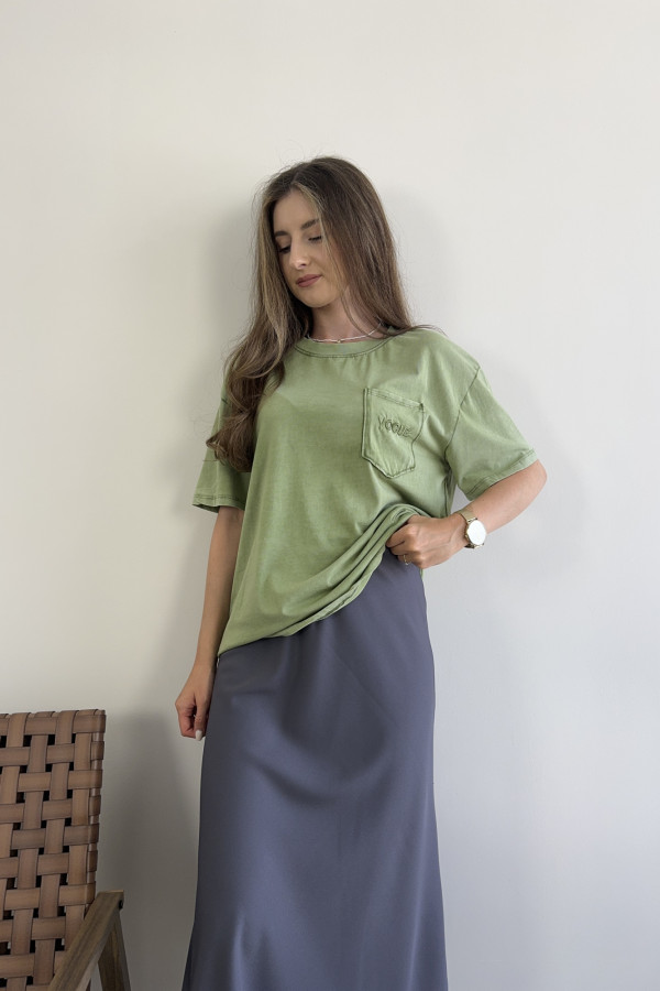 T-shirt z efektem spranego materiału limonkowy VOGUE 3