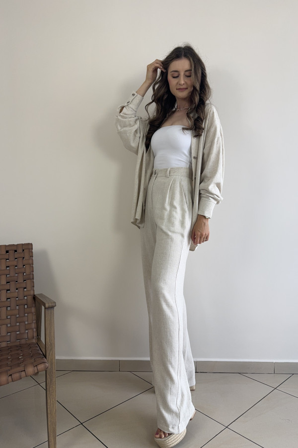 Spodnie wide leg wiskoza i len STAR 1