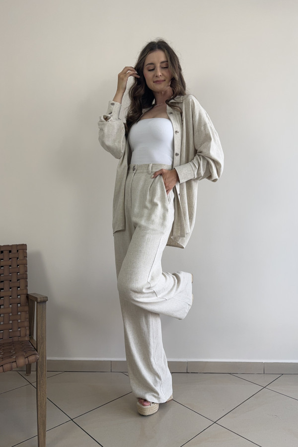 Spodnie wide leg wiskoza i len STAR 3