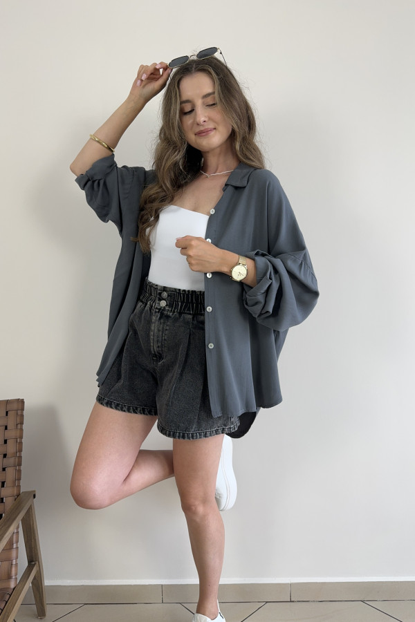 Koszula oversize tencel i wiskoza szara CELIA