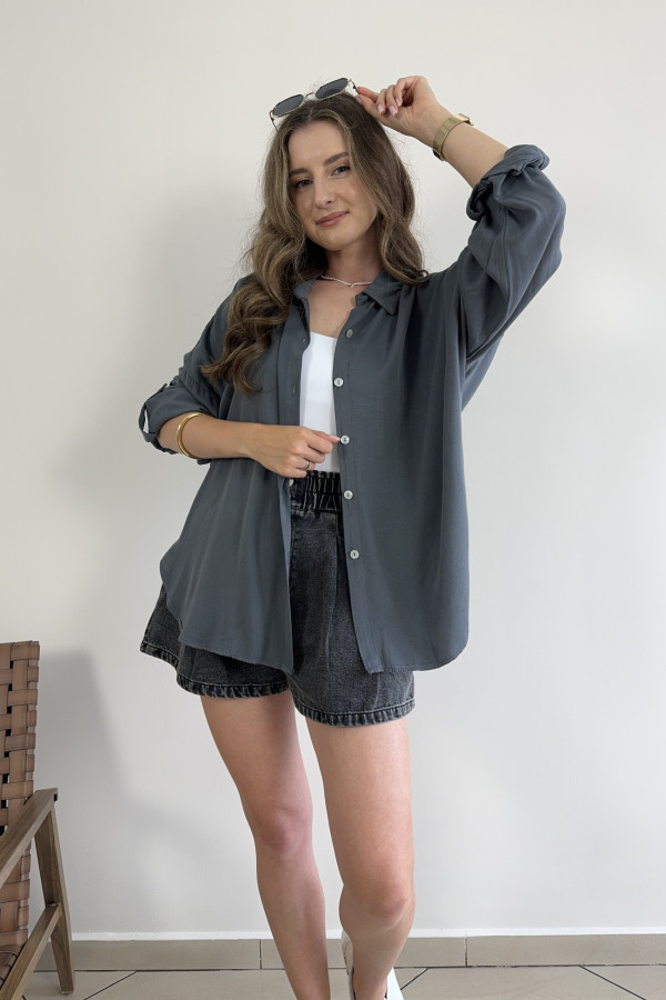 Koszula oversize tencel i wiskoza szara CELIA 3