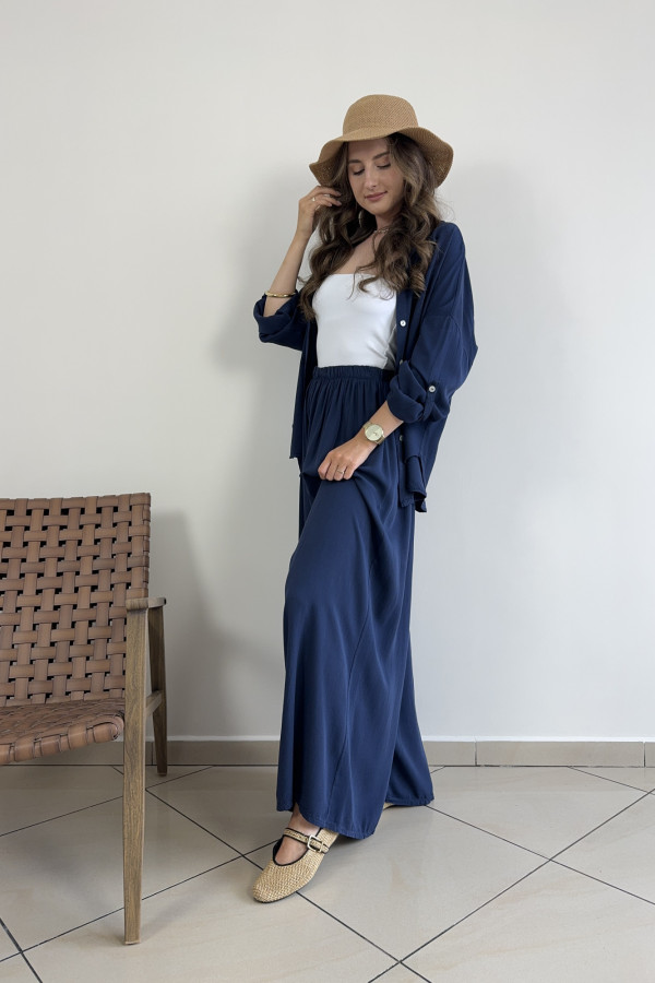 Koszula oversize tencel i wiskoza granatowa CELIA 1