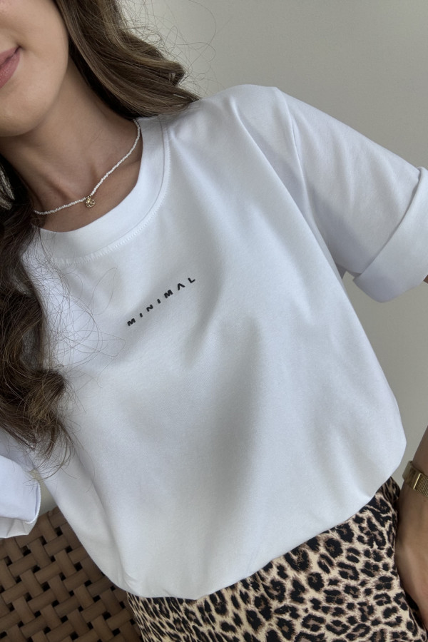 T-shirt bawełniany biały MINIMAL