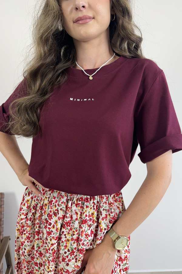 T-shirt bawełniany bordowy MINIMAL 1