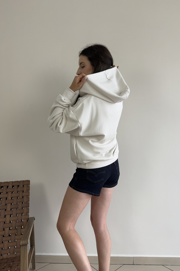 Bluza oversize z kapturem zapinana na zamek kokos ALBA 1