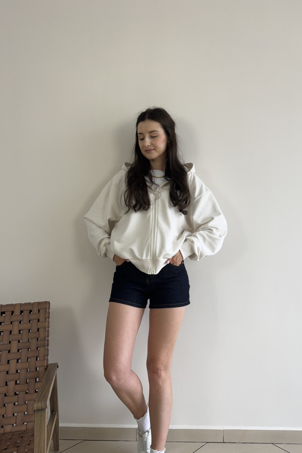 Bluza oversize z kapturem zapinana na zamek kokos ALBA 3