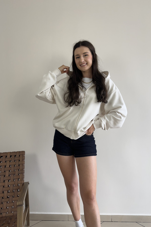 Bluza oversize z kapturem zapinana na zamek kokos ALBA 4