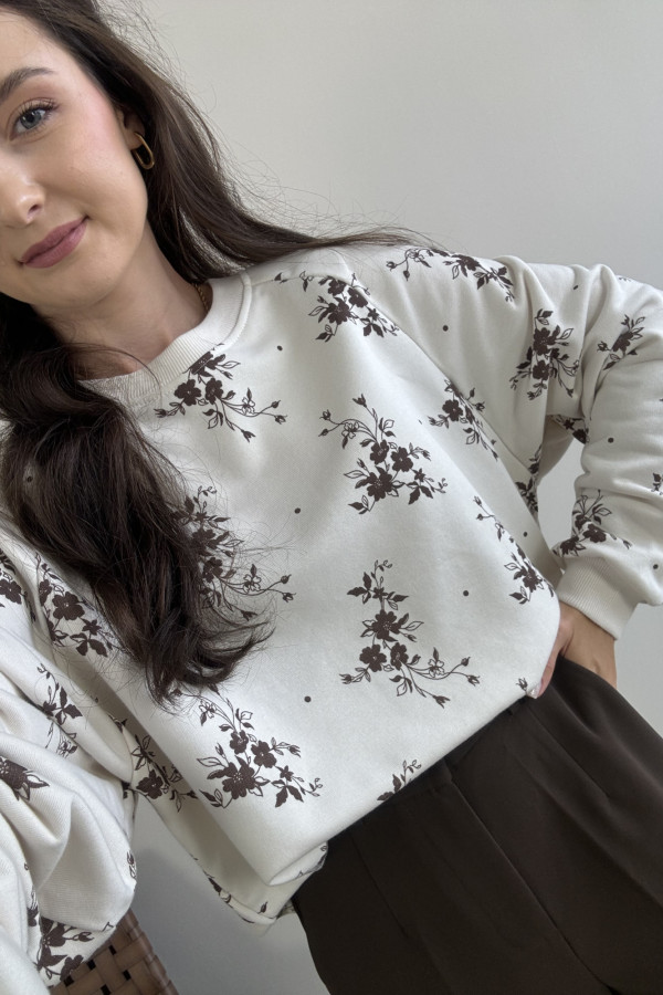 Bluza oversize kremowa w kwiaty FLORA