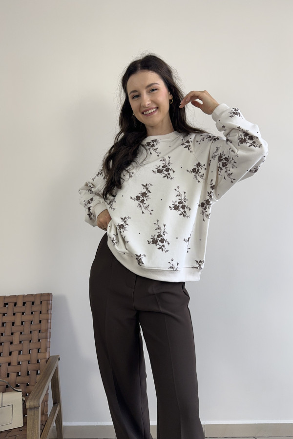 Bluza oversize kremowa w kwiaty FLORA 1