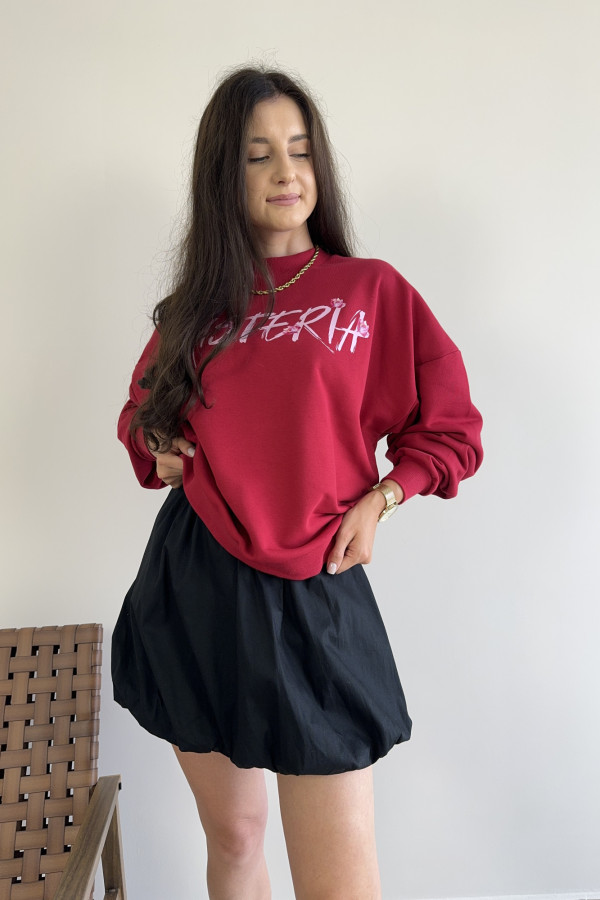 Bluza o kroju oversize bordowa HISTERIA 1