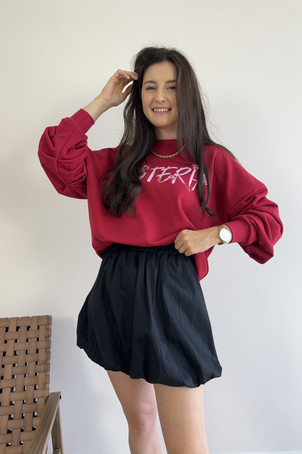 Bluza o kroju oversize bordowa HISTERIA 2