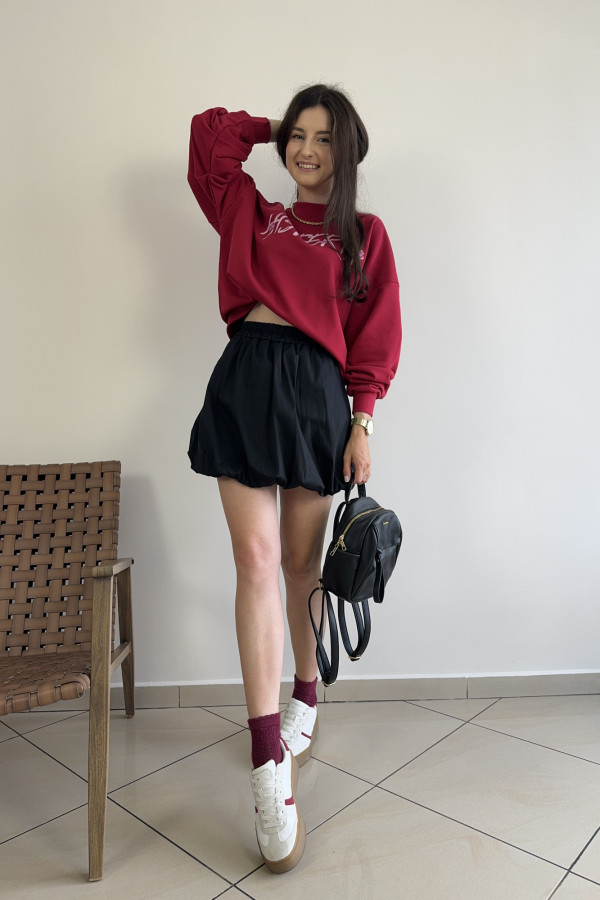 Bluza o kroju oversize bordowa HISTERIA 3