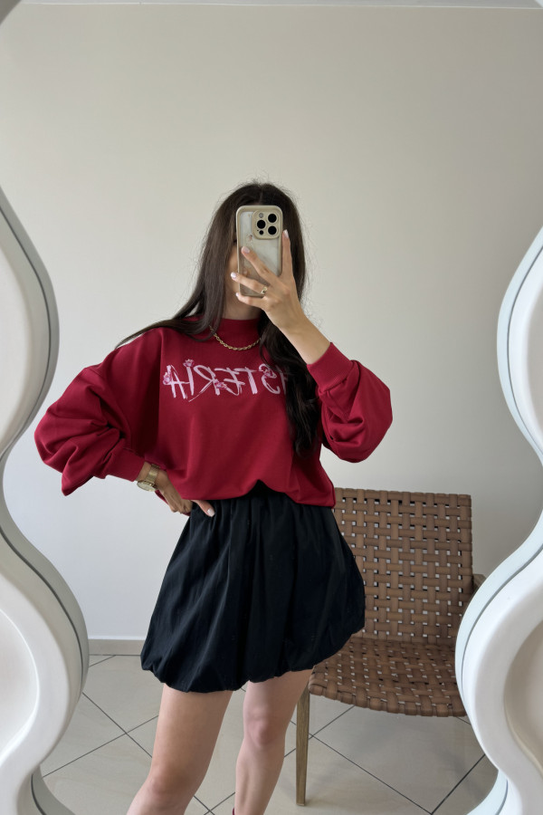 Bluza o kroju oversize bordowa HISTERIA 5