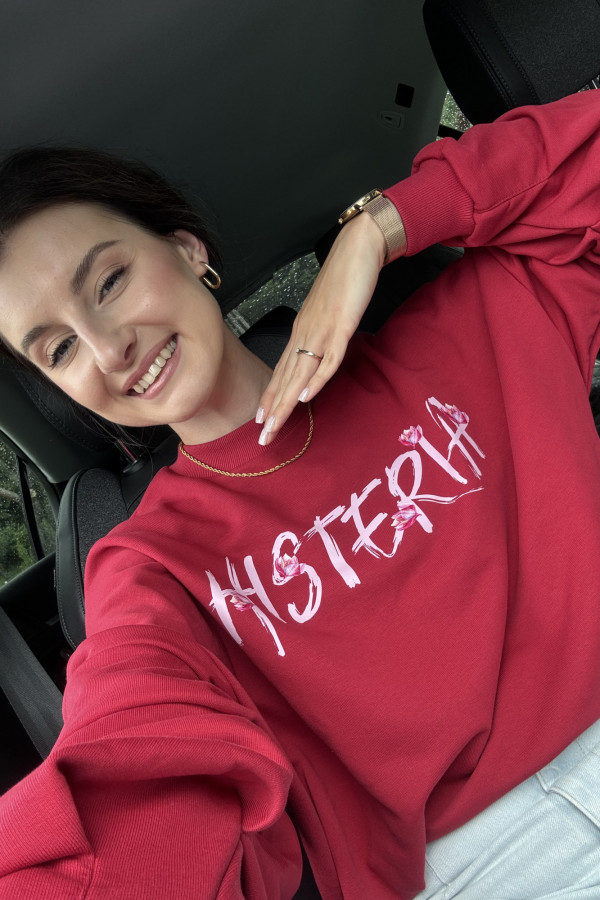Bluza o kroju oversize bordowa HISTERIA