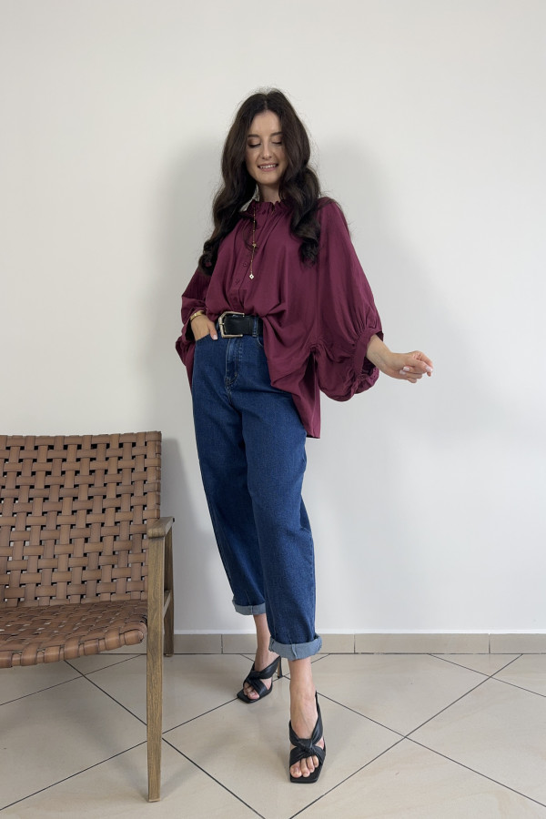 Koszula o kroju oversize 100% bawełna bakłażanowa ANGEL 2